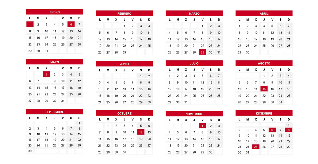 Calendario laboral de Casa Garcia